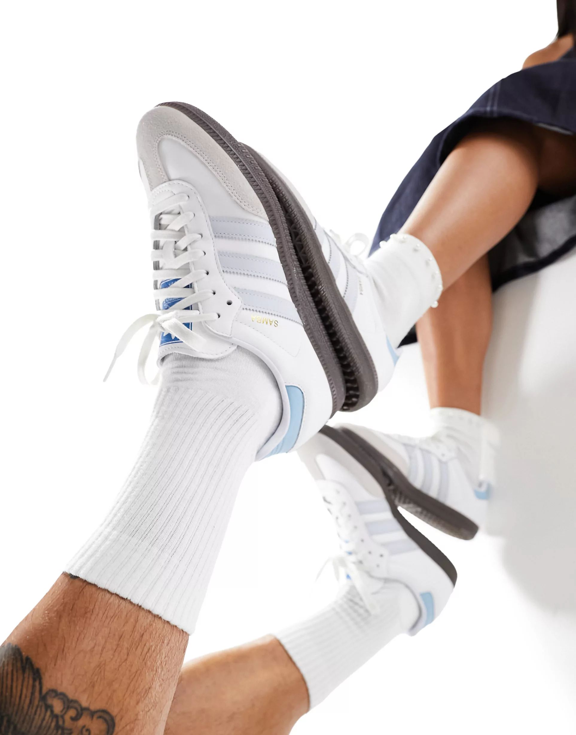 adidas Originals Samba sneakers in white and blue | ASOS (Global)