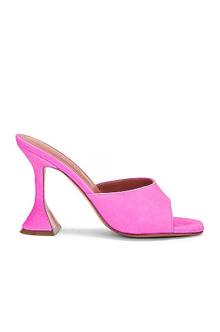 AMINA MUADDI Lupita Suede Slipper Mule in Fluo Pink - Pink. Size 38.5 (also in 35, 35.5, 36, 36.5, 37, 37.5, 38, 39, 39.5, 40, 41, 42). | FWRD 