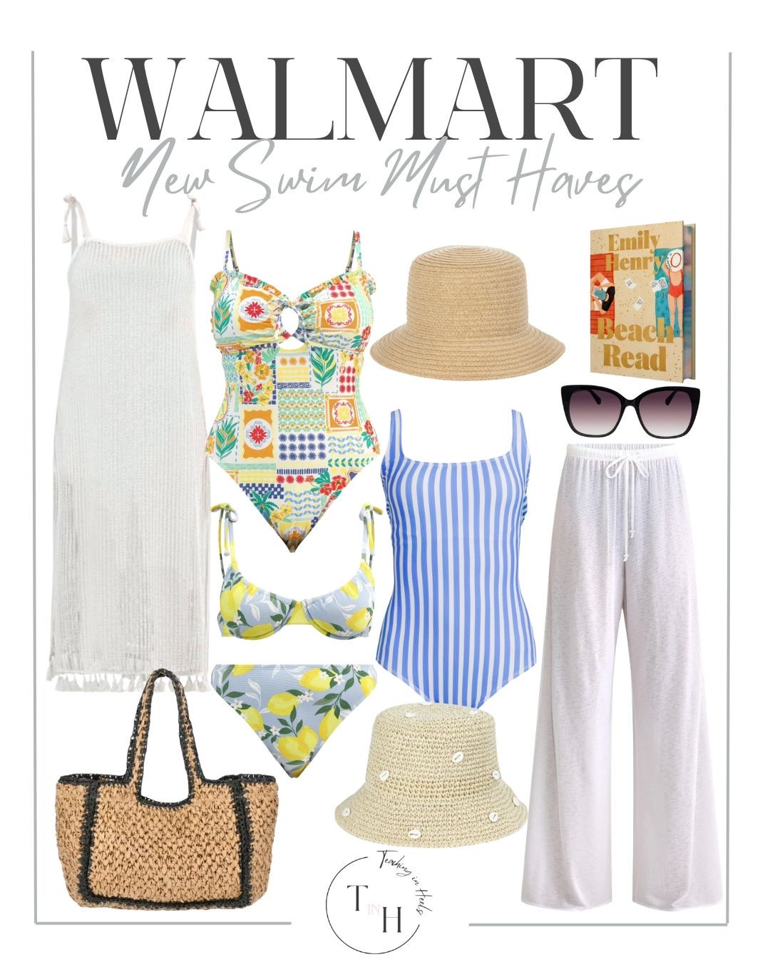 Walmart swim  Walmart new swim  affordable swim  summer style sun hat beach pants  knit cover up  straw tote  Emily Henry 

#LTKSwim #LTKSeasonal #LTKSummerEdit