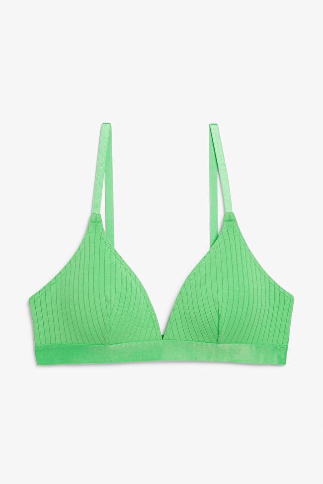Bright green organic cotton bra | Monki