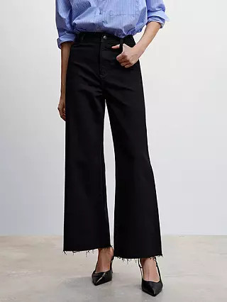 Mango Catherin Jeans Culotte High Waist, Black | John Lewis (UK)