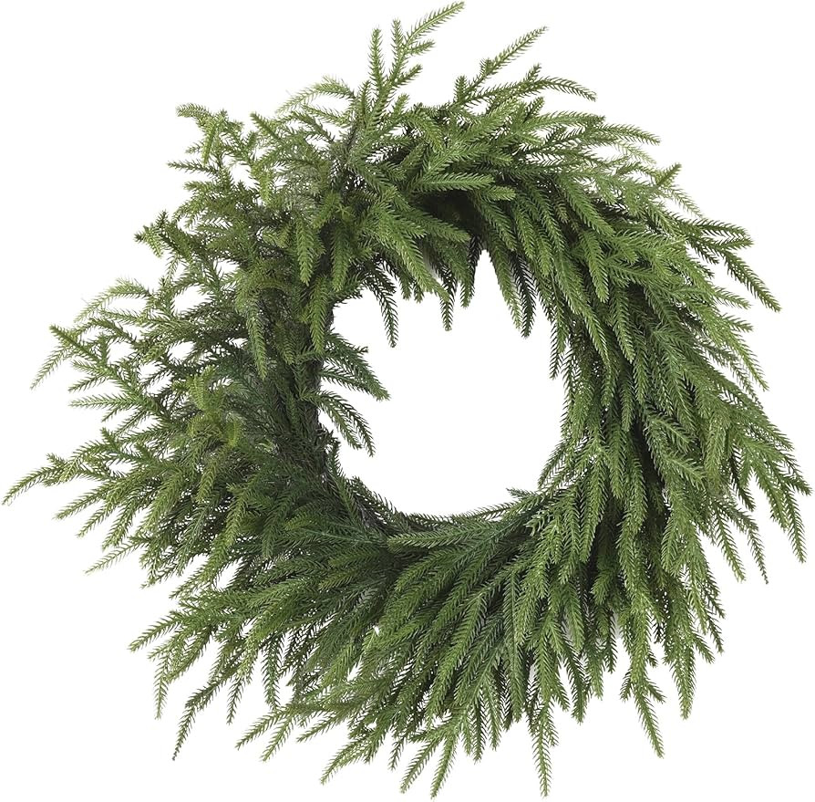 24 Inch Real Touch Christmas Wreath, Natural Droopy,Soft Bendable Winter Wreaths for Front Door, ... | Amazon (US)