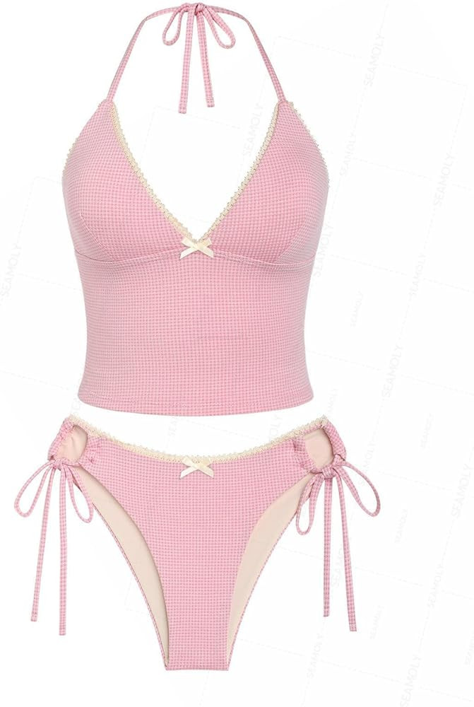 Jacquard Floral & Leopard Tankinis - Tankini Swimsuits for Women with Plunging Neck & Gingham Tri... | Amazon (US)