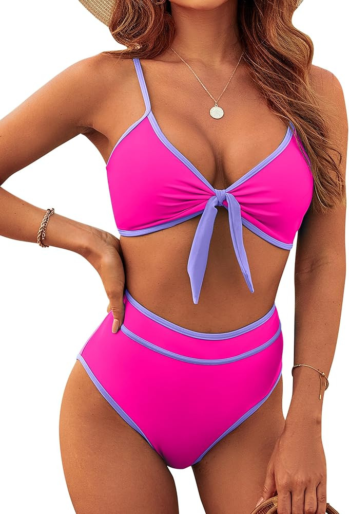 Blooming Jelly Womens High Waisted Bikini Set Tie Knot High Rise Two Piece Swimsuits Bathing Suit... | Amazon (US)