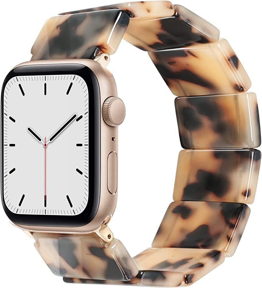 Heesch Upgraded Stretchy Resin Watch Band Compatible with Apple Watch for Women, Men, Tortoise Sh... | Amazon (US)