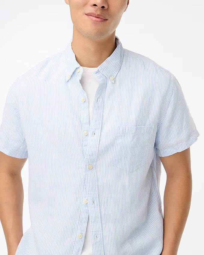 Short-sleeve slim linen-blend shirt | J.Crew Factory