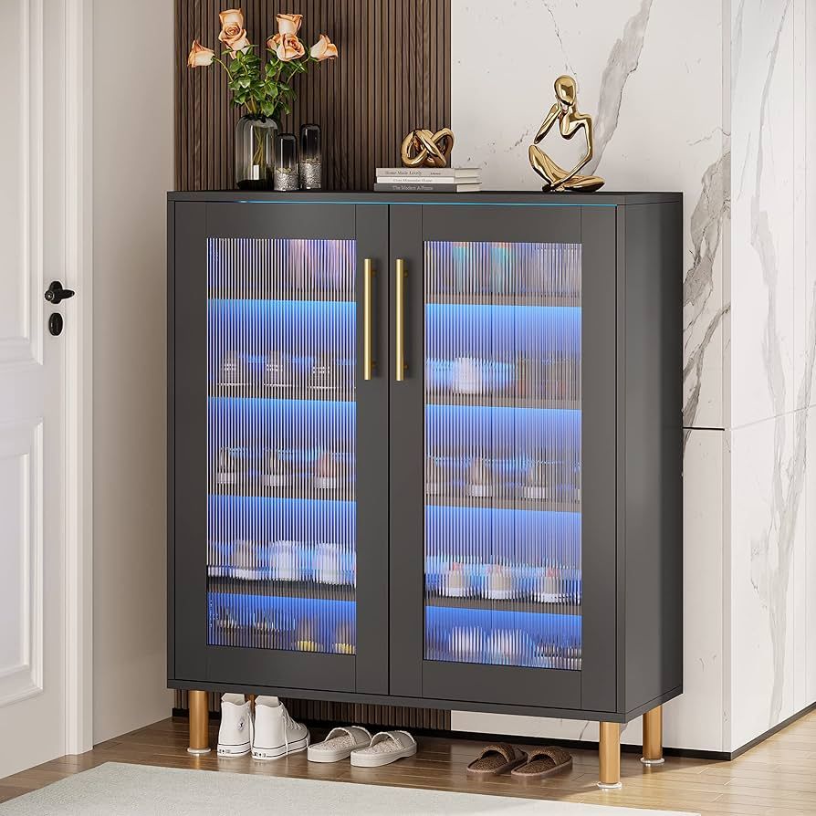 Tribesigns Shoe Cabinet with Acrylic Doors and LED Light, 22 Pairs Entryway Shoe Organizer Storag... | Amazon (US)