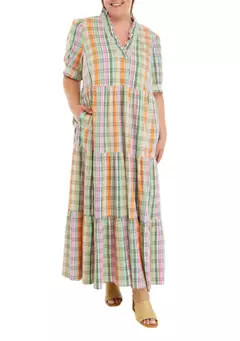 Plus Size Smocked Plaid Dress | Belk