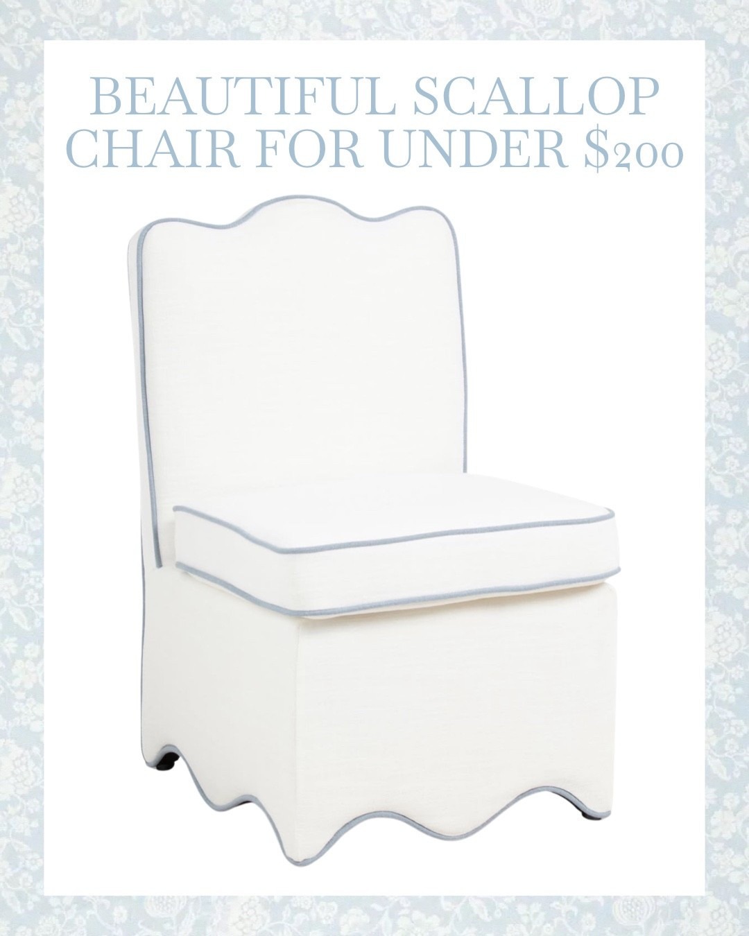 Beautiful scallop chair for under $200!!!

A great deal on this stunning chair!! This chair would be perfect in a little sitting area, as dining chairs, in a reading corner, etc.🩵

#GrandMillennialStyle #HomeDecor #InteriorDesign #CozySpaces #LTKhome #home #homedesign #homestyle #design #style #grandmillennial #grandmillennialhome #scallop #scallopdecor #rattan #rattandecor #rattanstyle #pink #pinkdecor #lightpink #blue #lightblue #blueandwhite #blueandwhitedecor #chinoiserie #floral #floraldecor #nursery #nurserydecor #nurserydesign #nurseryinspo #nurserystyle #kitchen #diningroom #chair #chairs #diningchair #lookforless #sale #salealert #deal #deals

#LTKStyleTip #LTKHome #LTKSaleAlert