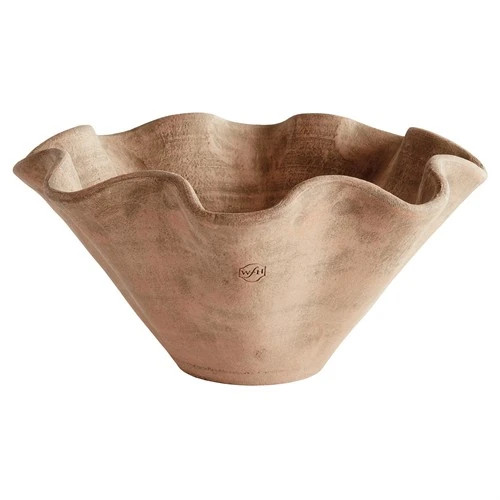 Elara French Country Tan Clay Scalloped Outdoor Pot Planter | Kathy Kuo Home