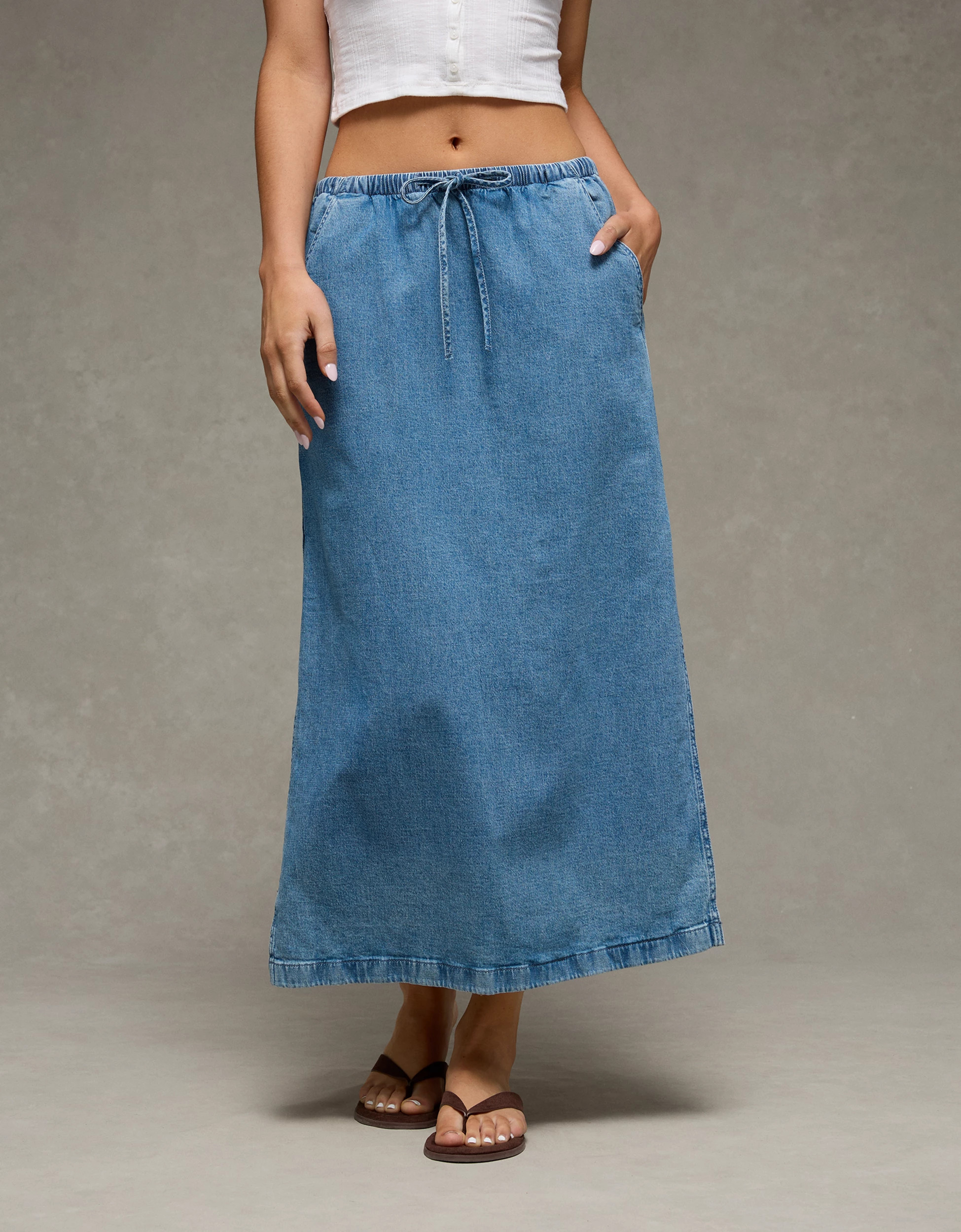 AE Dreamy Drape Pull-On Maxi Skirt | American Eagle Outfitters (US & CA)