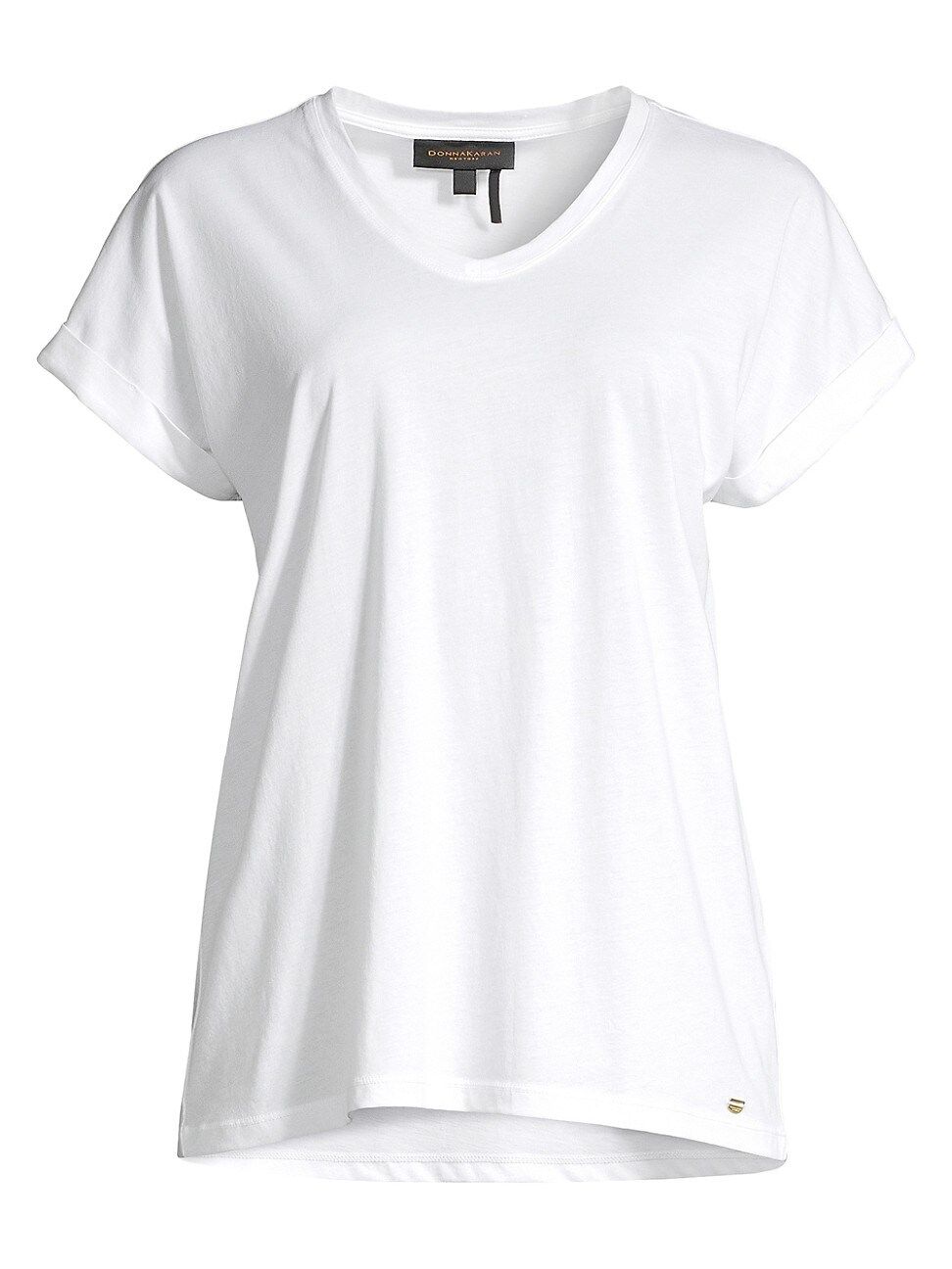 Donna Karan New York Women's V-Neck Cotton Tee - White - Size Small | Saks Fifth Avenue