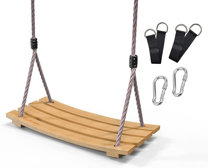 Flykiddo Wooden Swing Sets for Backyard & Indoor Swing Set – Durable, Double-Varnished Hardwood... | Amazon (US)