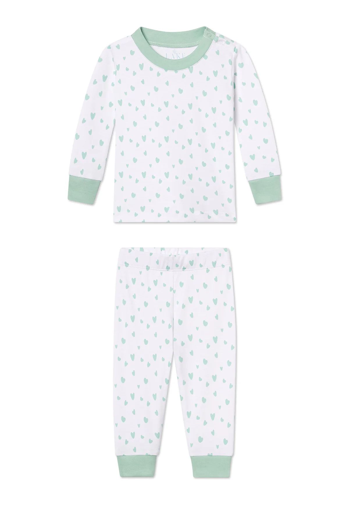 Baby Long-Long Set in Parisian Green Mini Heart | Lake Pajamas