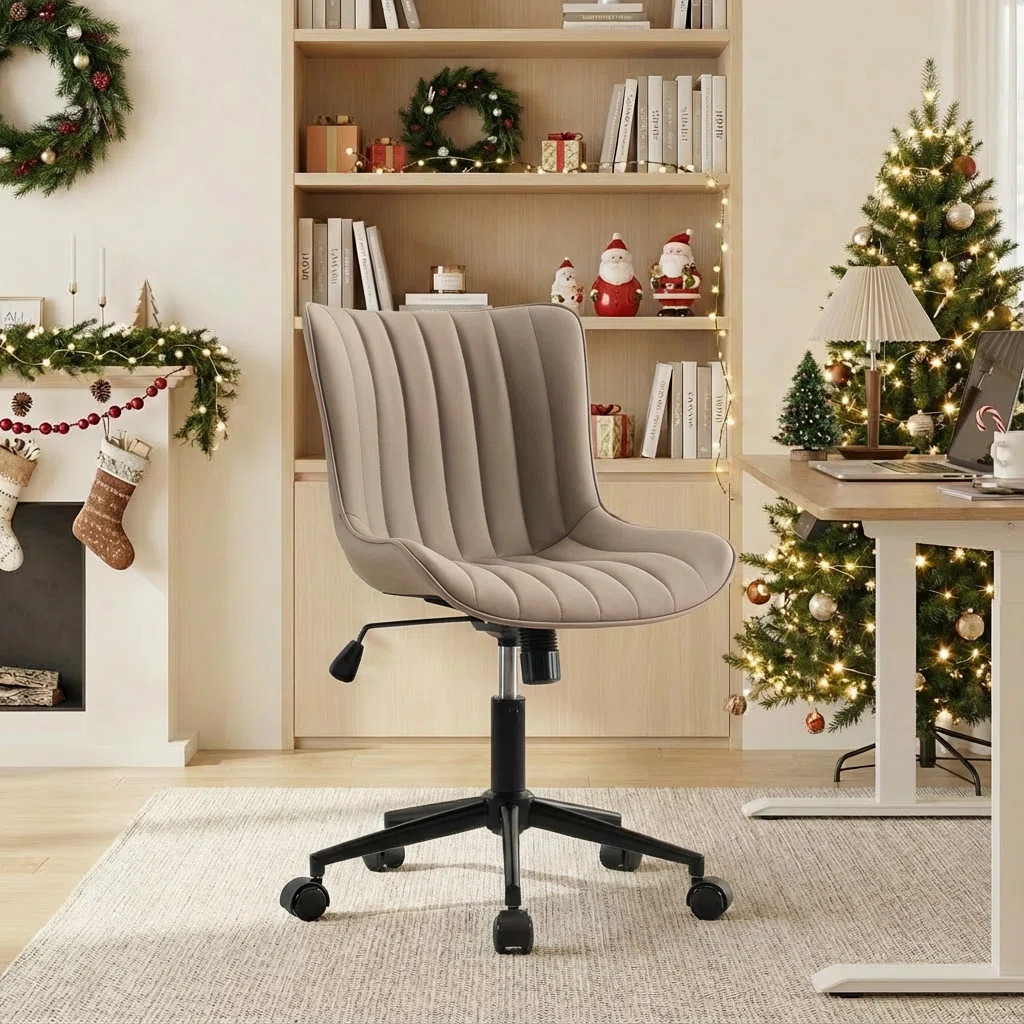 Brionni Leather Upholstered Office Desk Chair Swivel Task Chair Height Adjust Conference Chair | AllModern
