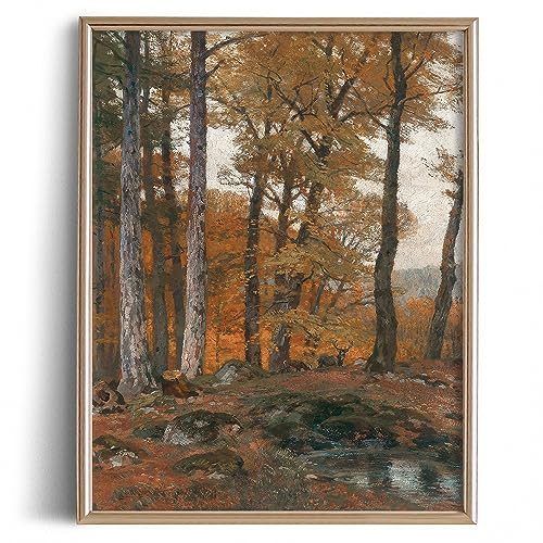 Rustic Farmhouse Wall Art Decor - 11x14" - Autumn Forest Birch Tree Fall - Boho Art Deco Landscap... | Amazon (US)