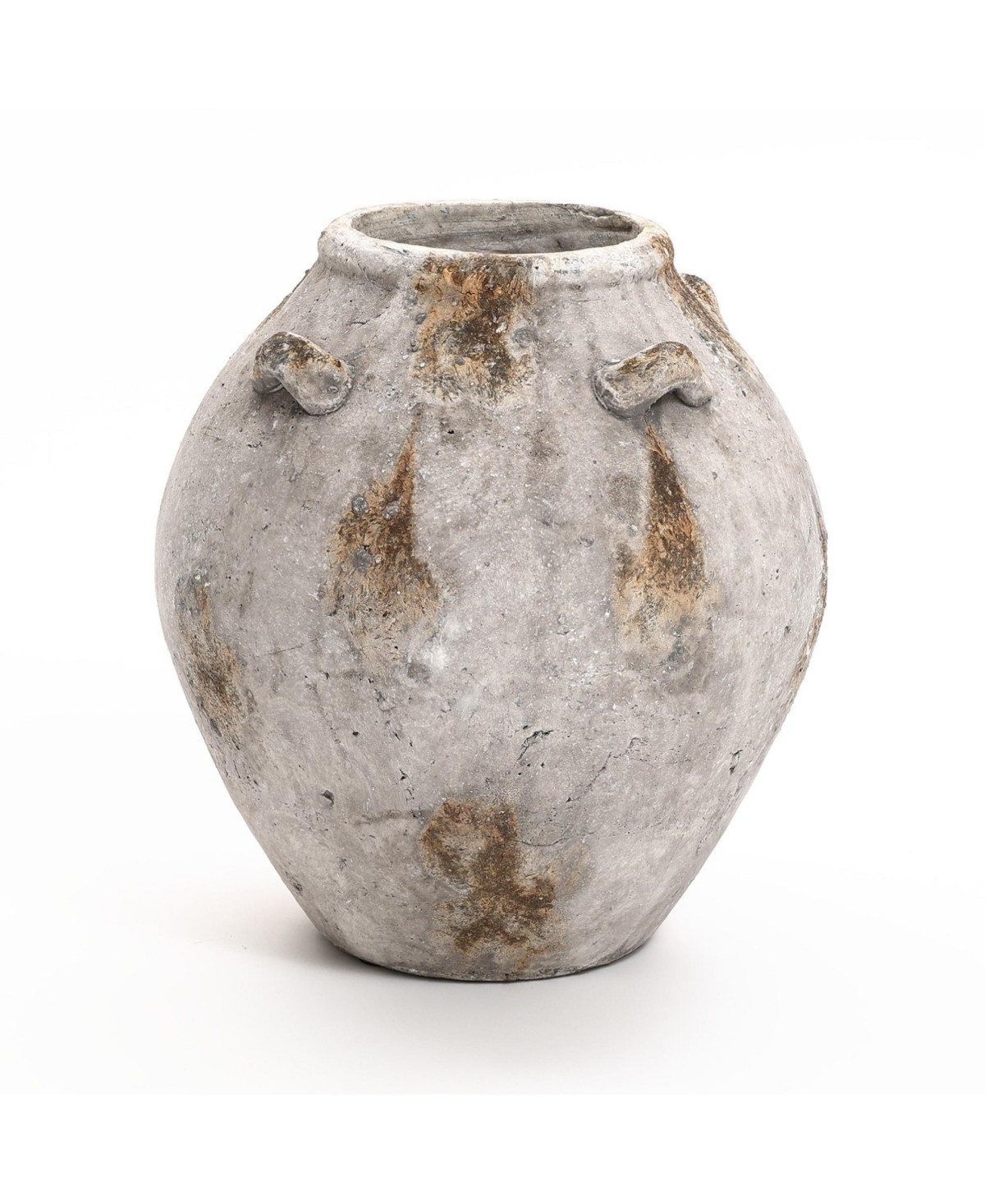 LuxenHome Mottled Brown and White Terracotta 12-Inch Tall Indoor and Outdoor Jug Vase with Handles - Brown | Macy's