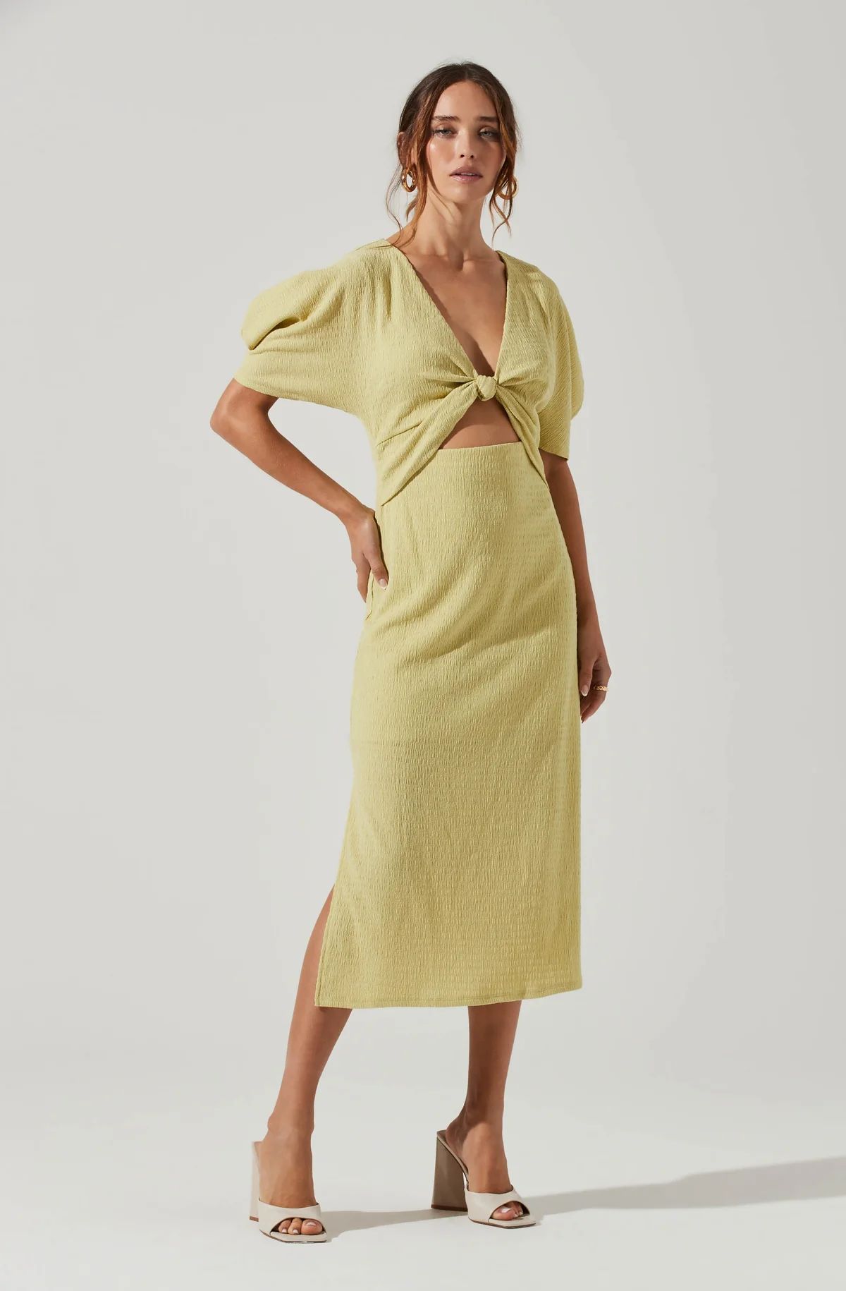 Normandie Cutout Puff Sleeve Midi Dress | ASTR The Label (US)