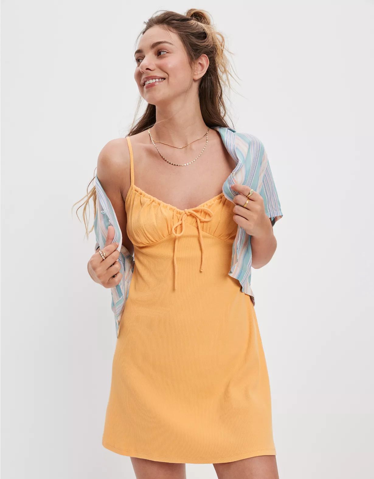 AE Ruched Knit Mini Dress | American Eagle Outfitters (US & CA)