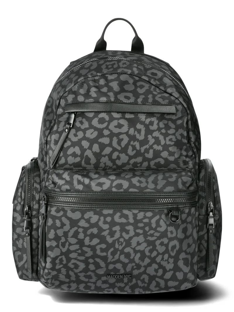 Madden NYC 18.5" Women's Dome Backpack with Front Pocket and Removable Pouch, Leopard | Walmart (US)
