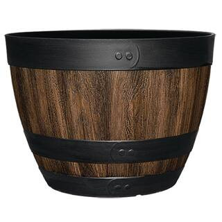 20 in. Dia x 14.5 in. H Kentucky Walnut Resin Wine Barrel | The Home Depot