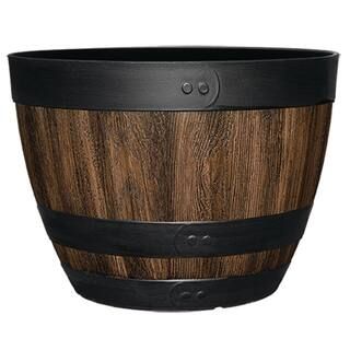 20 in. Dia x 14.5 in. H Kentucky Walnut Resin Wine Barrel | The Home Depot