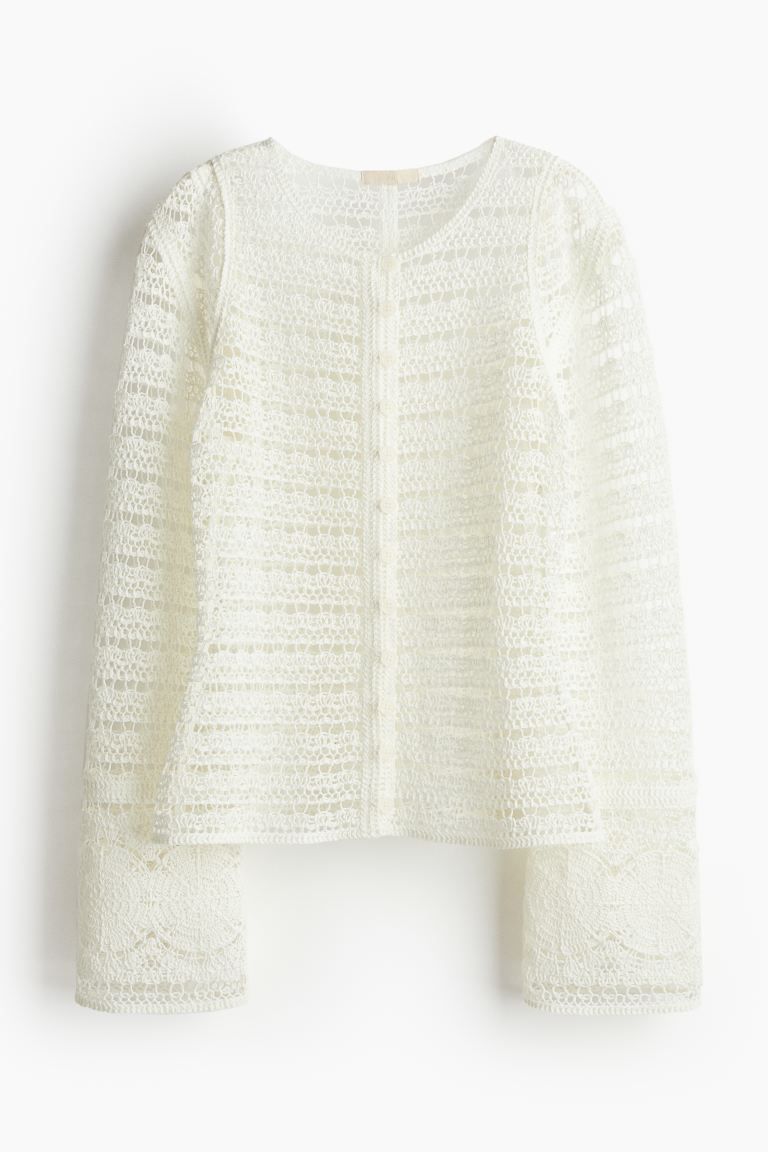Crochet-look Cardigan - Cream - Ladies | H&M US | H&M (US + CA)