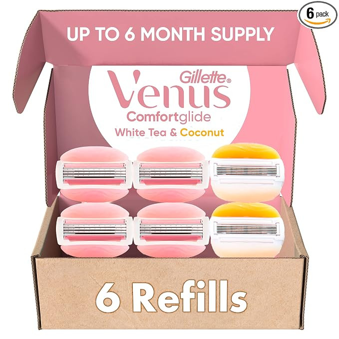 Gillette Venus ComfortGlide White Tea 4 count, with Gillette Venus ComfortGlide plus Olay 2 count... | Amazon (US)
