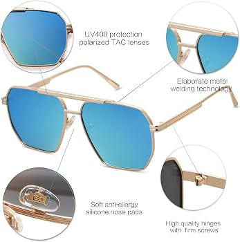 SOJOS Retro Oversized Square Polarized Sunglasses for Women Men Vintage Shades Classic Large Meta... | Amazon (US)