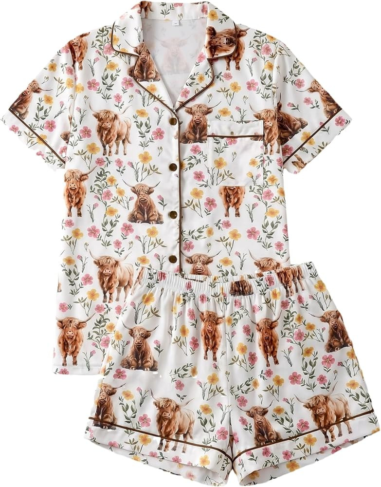 Women's Chicken Pajamas Set 2 Piece Cute Funny Animal Pjs Set Loungewear | Amazon (US)