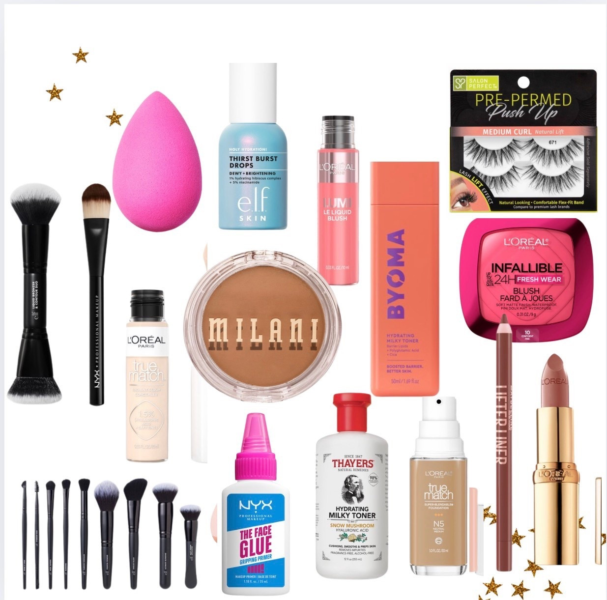 Drugstore Makeup faves. 
.
# drugstore #drugstoremakeup #nyx #ultahaul