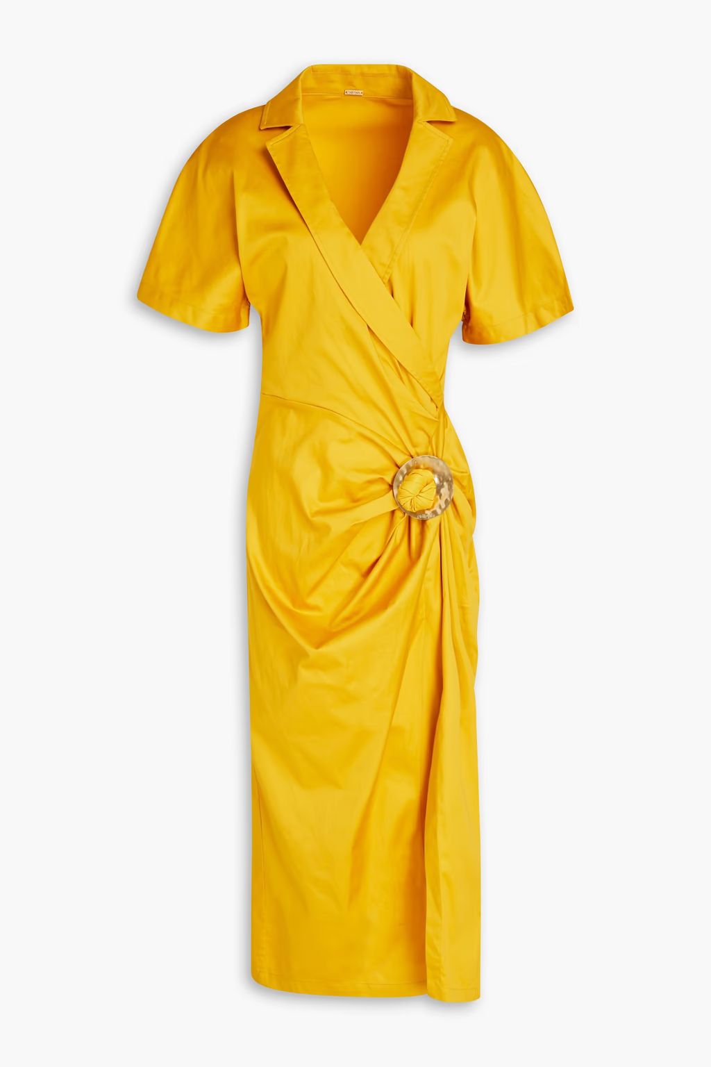 Calista wrap-effect embellished cotton-blend poplin midi dress | The Outnet (US and CA)