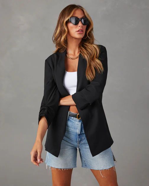 Uptown Girl Pocketed Blazer - Black | VICI Collection