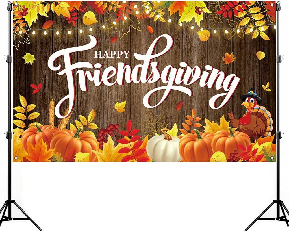 Nepnuser Happy Friendsgiving Photo Booth Backdrop Pumpkin Harvest for Fall Thanksgiving Friends P... | Amazon (US)