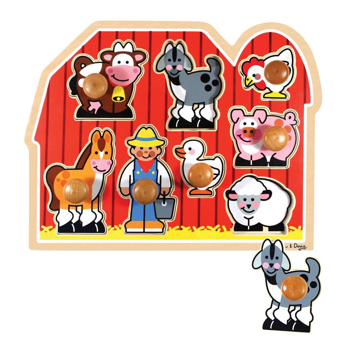 Melissa & Doug Farm Animals Jumbo Knob Wooden Puzzle (8pc) | Target