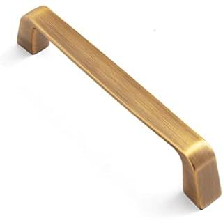 Nostalgic Warehouse Carre' Handle Pull 4" On Center in Unlacquered Brass | Amazon (US)