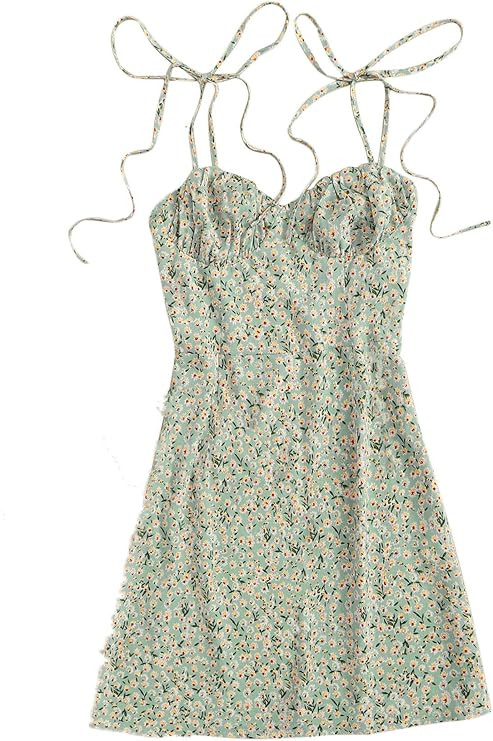 Floerns Women's Summer Tie Strap Ditsy Floral A Line Cami Dress | Amazon (US)