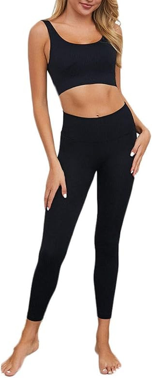 Beaufident Women's Legging Workout Set Active 2 Pieces Yoga Leggings with Paded Sports Bra | Amazon (US)