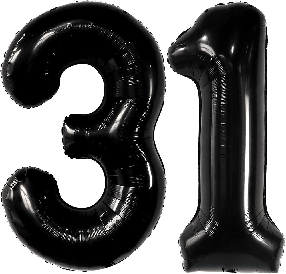 KatchOn, Big Black 31 Balloons Numbers - 40 Inch | 31 Birthday Decorations for Men | 31 Birthday ... | Amazon (US)