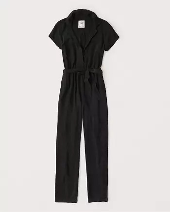 Short-Sleeve Collared Jumpsuit | Abercrombie & Fitch US & UK