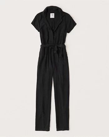 Short-Sleeve Collared Jumpsuit | Abercrombie & Fitch US & UK
