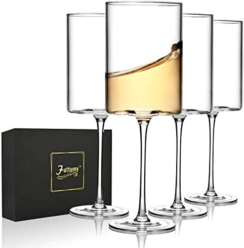 Futtumy Edge Wine Glass Set of 4, Premium Clear Square Wine Glass 14 oz, Elegant Red and White Wi... | Amazon (US)