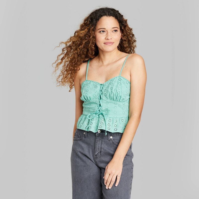 Women's Strappy Lace-Up Peplum Tank Top - Wild Fable™ | Target