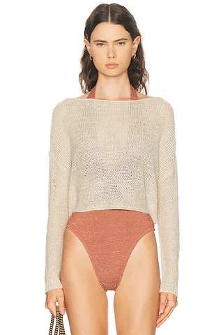 Linen Open Knit Bateau Sweater | FWRD 