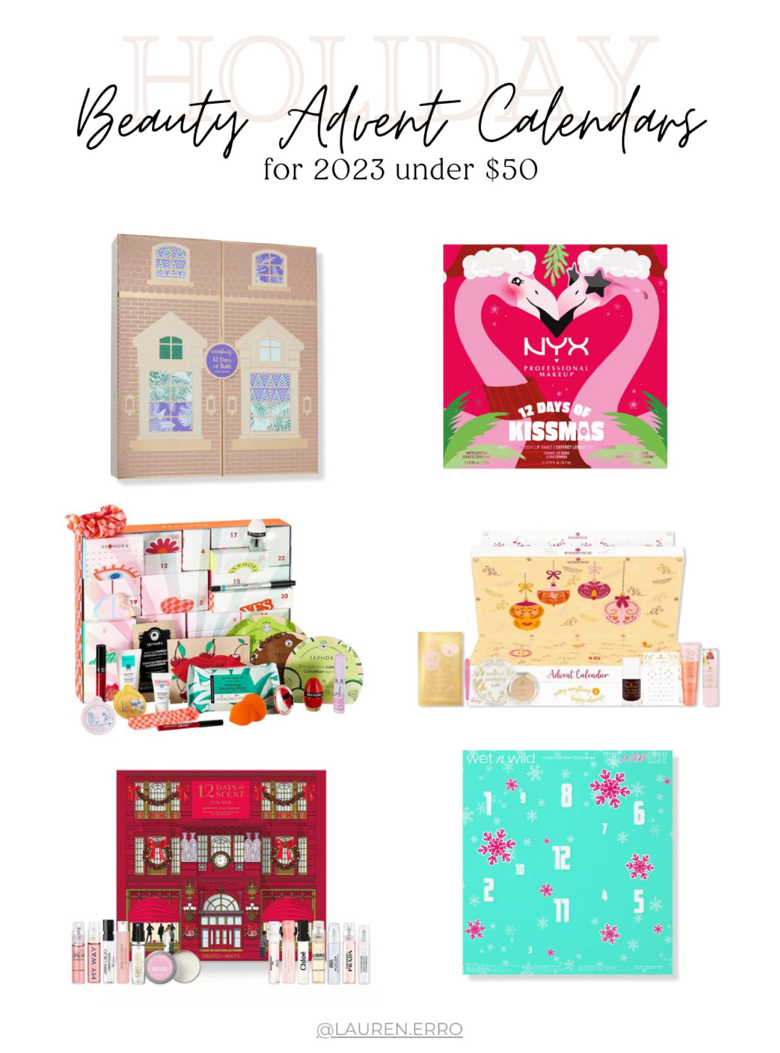 Holiday beauty advent calendars for 2023 under $50!
.
.
.
Nyx, Sephora, ulta, Amazon, essence, wet n wild, Macy’s, makeup, fragrance, perfume, skincare, nails

#LTKHolidaySale #LTKfindsunder50 #LTKGiftGuide