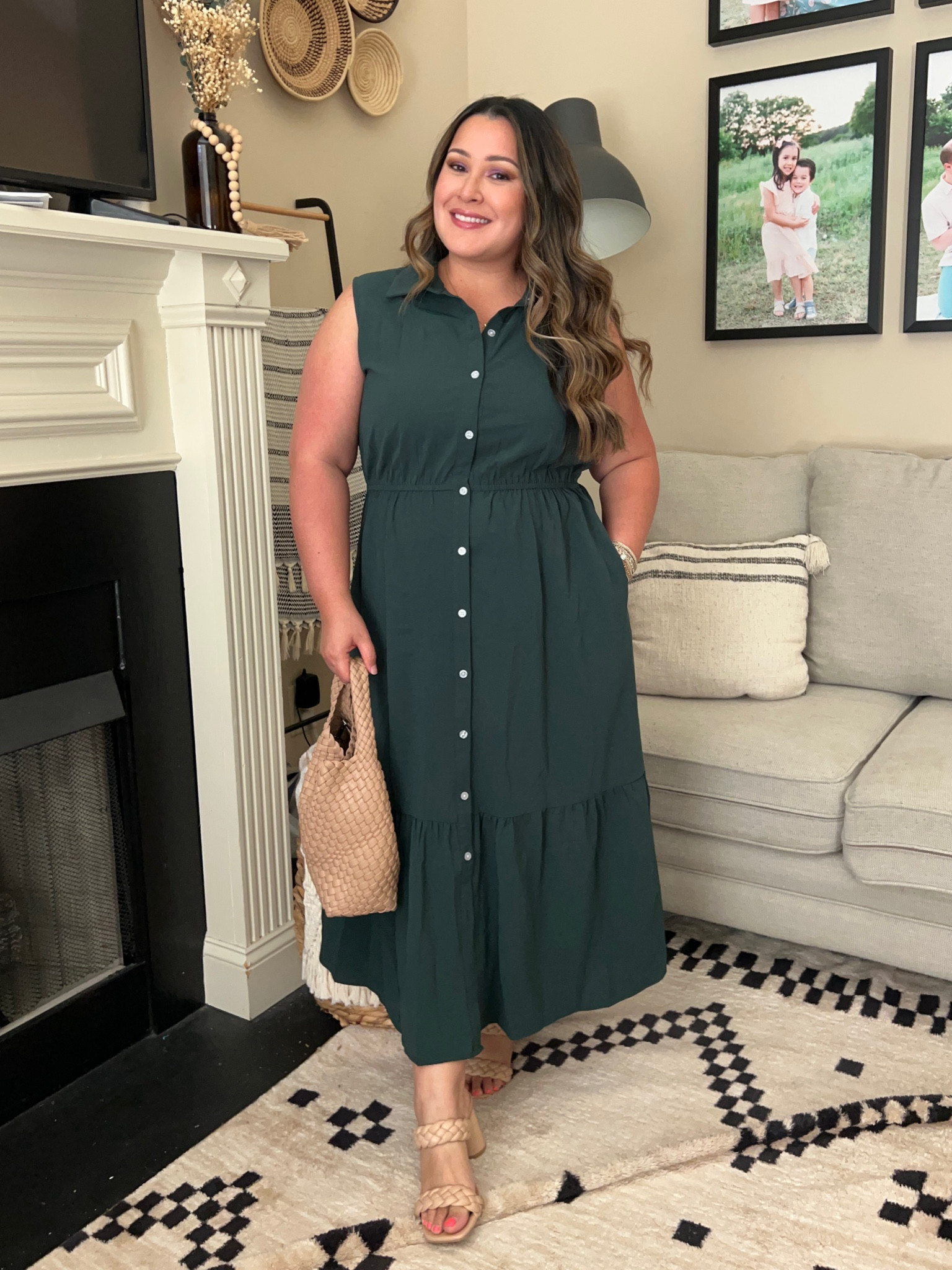 Wearing my normal size XL in the dark green. Comfy elastic waist and functional buttons so definitely nursing friendly! 

#LTKmidsize #LTKSeasonal #LTKfindsunder50