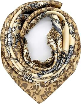 YOUR SMILE Silk Feeling Scarf Women's Fashion Pattern & Solid Color Large Square Satin Headscarf | Amazon (US)