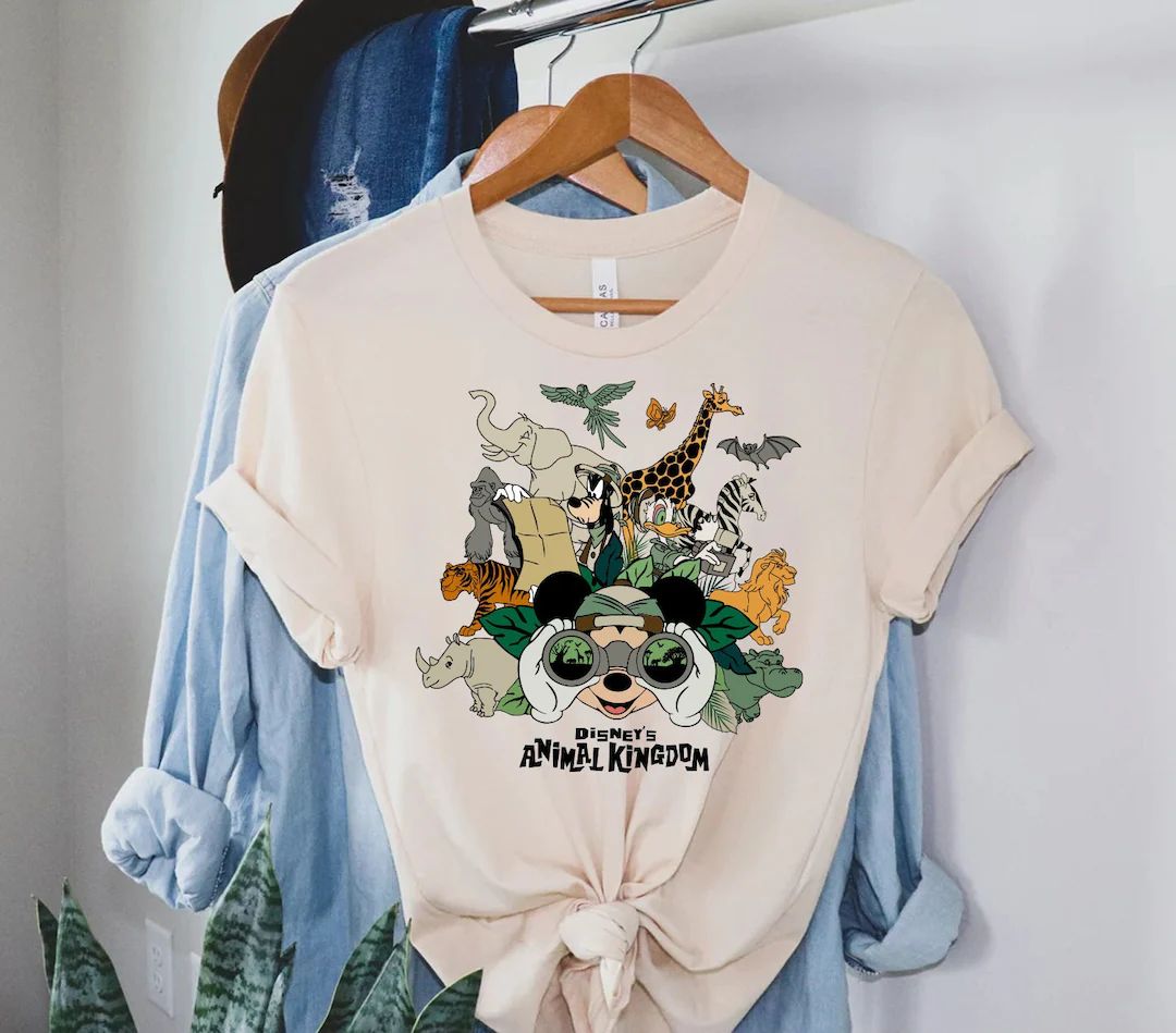 Disney Animal Kingdom Shirt, Vintage Animal Kingdom Shirt, Mickey Safari Shirt, Disney Safari Tri... | Etsy (US)