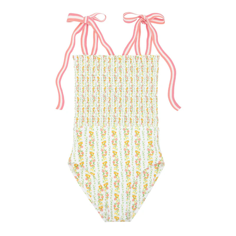 womens linear citrus smocked one piece | minnow