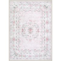 Eliane Washable Vintage Traditional Floral Pink Rug | Lahome